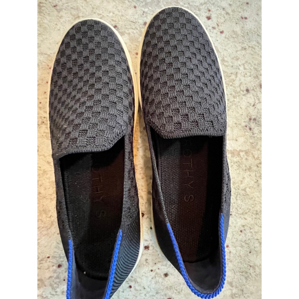 NWOT Rothys The Slip On Sneaker Black Waffle Stitch Size 6.5 - Picture 4 of 5